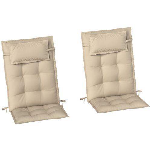 Set De 2 Coussins Pour Transat En Polyester Imperméable, 50x116x5 Cm, Beige
