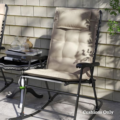 Set De 2 Coussins Pour Transat En Polyester Imperméable, 50x116x5 Cm, Beige