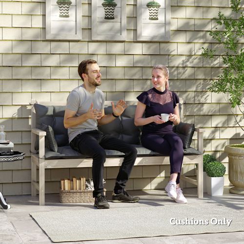 Coussin De Banc 3 Places En Polyester Avec Lanières Et Épaisseur 8 Cm, Gris Foncé Et Noir