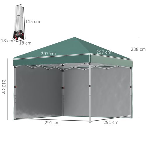 Pavillon 3x3m, Imperméable, Robuste, Pop-up Avec 2 Côtés, Pour Jardin, ,vert