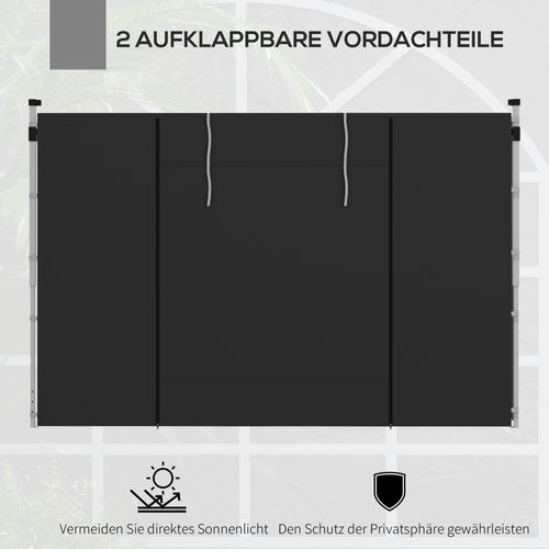 Lot De 2 Panneaux Latéraux Pour Pavillon 3x3/3x6m, Imperméables Avec Fenêtre, ,noir