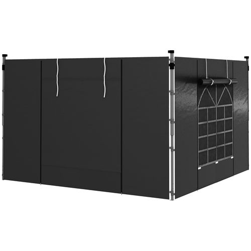 Lot De 2 Panneaux Latéraux Pour Pavillon 3x3/3x6m, Imperméables Avec Fenêtre, ,noir