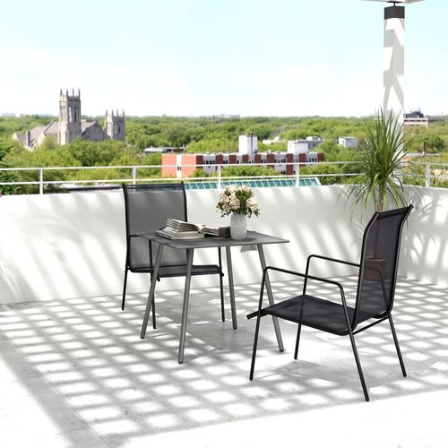 Table De Jardin 80x80x74 Cm En Acier Antidérapant Pour 4 Personnes，gris