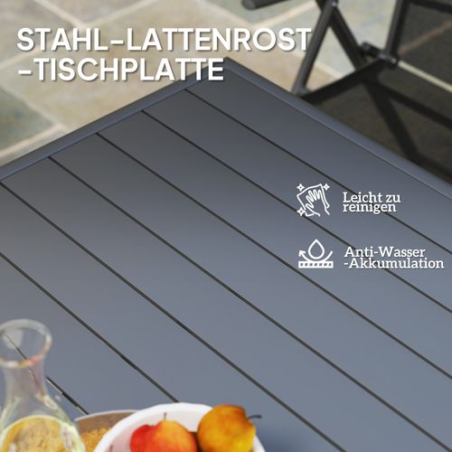 Table De Jardin 80x80x74 Cm En Acier Antidérapant Pour 4 Personnes，gris