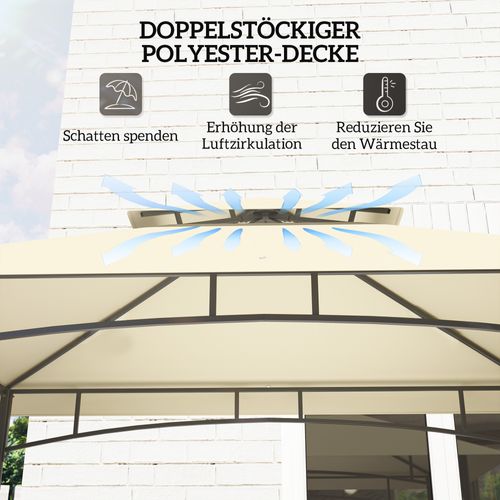 Pavillon De Jardin 240x150x257cm, Imperméable, Résistant Au Feu, Avec Étagères, ,beige