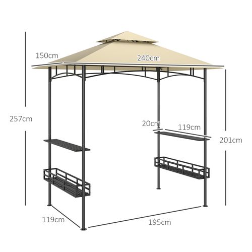 Pavillon De Jardin 240x150x257cm, Imperméable, Résistant Au Feu, Avec Étagères, ,beige