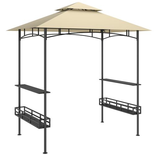Pavillon De Jardin 240x150x257cm, Imperméable, Résistant Au Feu, Avec Étagères, ,beige