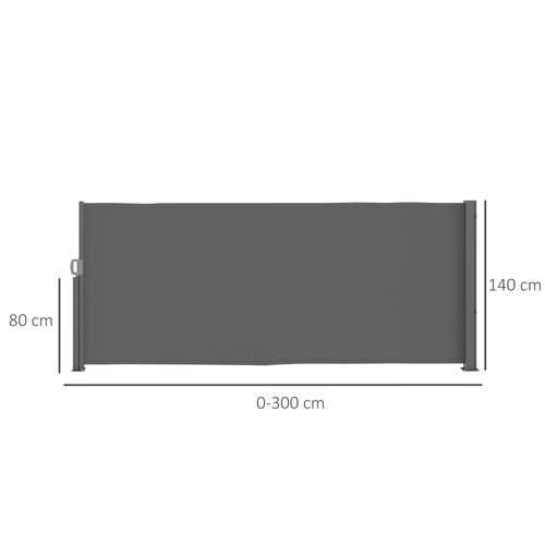 Marquise Latérale Extensible En Tissu Opaque Avec Fixation Murale, Gris Foncé