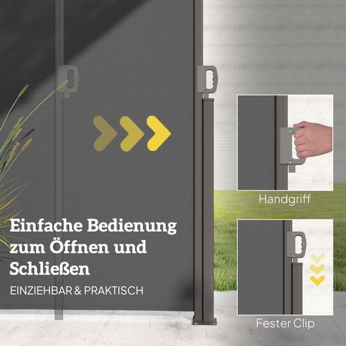 Marquise Latérale Extensible En Tissu Opaque Avec Fixation Murale, Gris Foncé