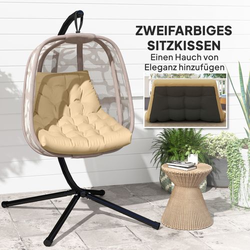 Coussin De Siège à Dossier 120×100cm Rembourrage 8cm Imperméable Pour Fauteuil Suspendu, Beige
