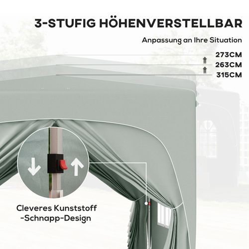 Pavillon 3x3m, Imperméable, Stable, Pop-up Avec 4 Côtés, Protection Uv 50+, ,gris Clair