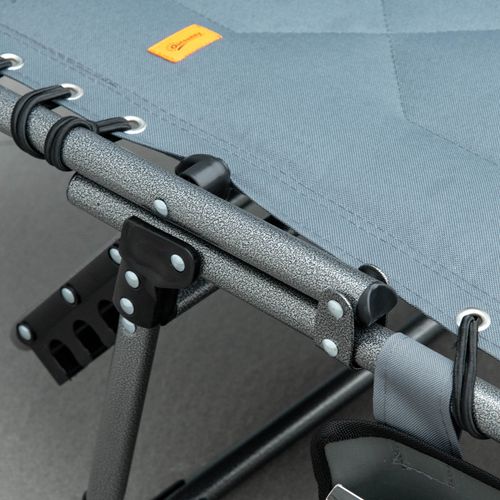 Chaise Longue Pliante En Acier, Coussin, Poche Latérale, Inclinaison 5 Positions, Gris