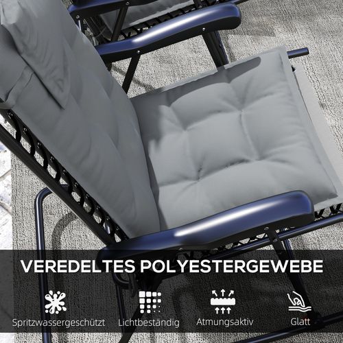 Set De 2 Coussins Pour Chaise Longue En Tissu Résistant à L'eau, Gris Clair