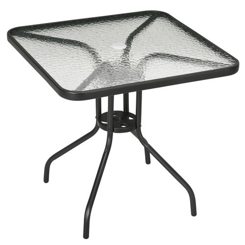 Table De Jardin 76x76 Cm En Métal Amovible Avec Trou Pour Parasol,noir