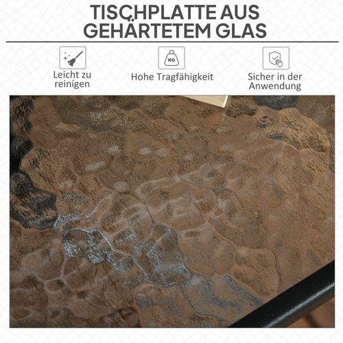 Table De Jardin 76x76 Cm En Métal Amovible Avec Trou Pour Parasol,noir