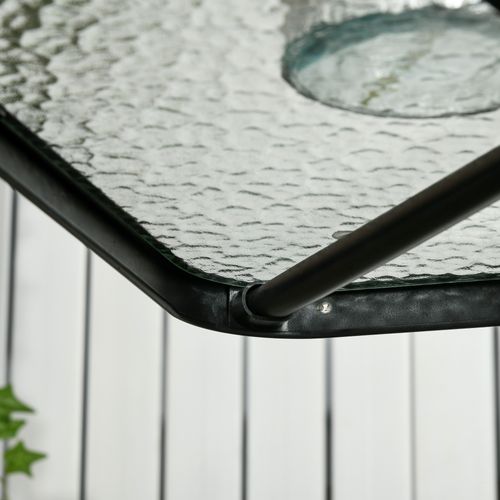 Table De Jardin 76x76 Cm En Métal Amovible Avec Trou Pour Parasol,noir