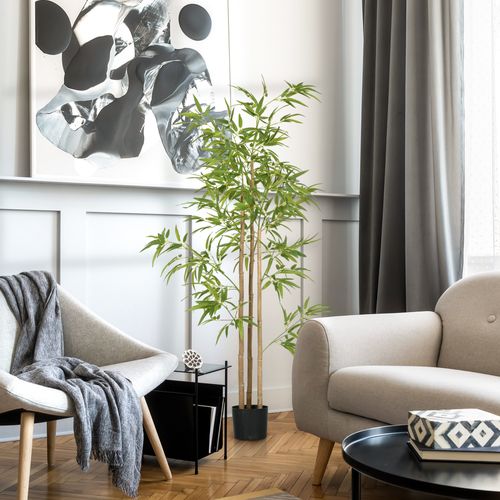Plante Artificielle, Bambou, 180 Cm, 830 Feuilles, Décoration Intérieure, Vert