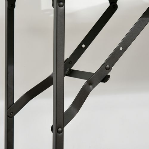 Chariot Pliable En Bois Et Acier Avec Table Rabattable, 2 Plateaux Et Roulettes