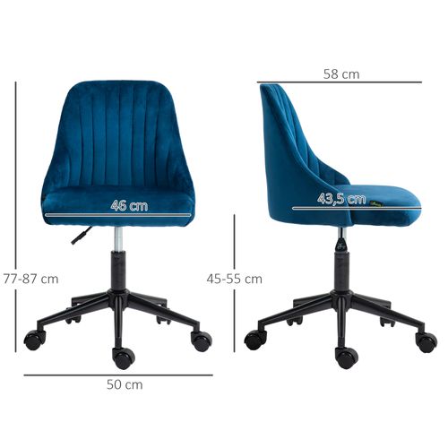 Chaise De Bureau Pivotante Ergonomique, Design Réglable, Confortable, Bleue