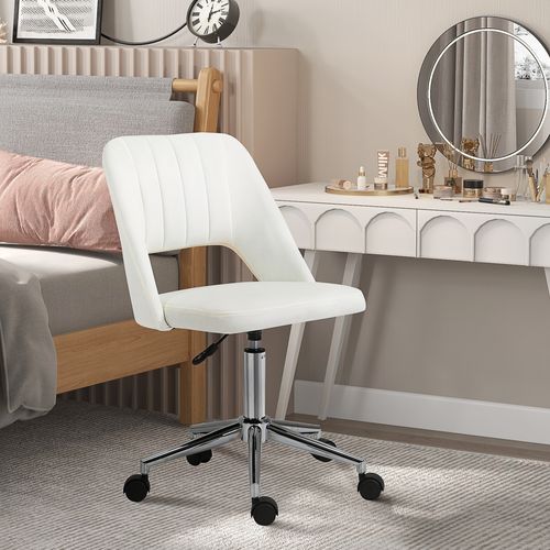 Chaise Pivotante Ergonomique Compacte En Tissu, Réglable En Hauteur, Beige