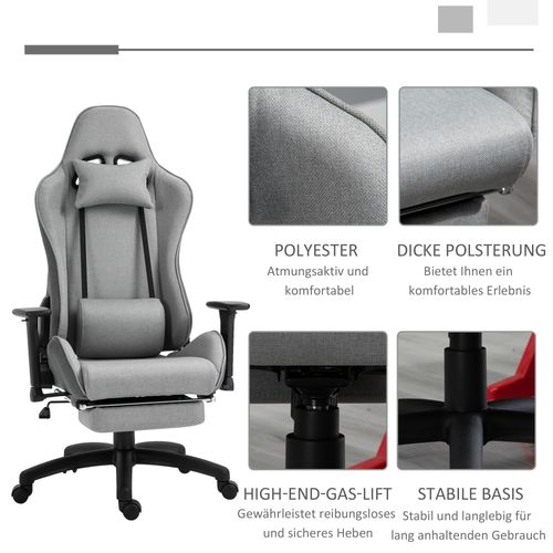 Chaise De Bureau Ergonomique, Accoudoirs Réglables, Coussins Amovibles, Gris