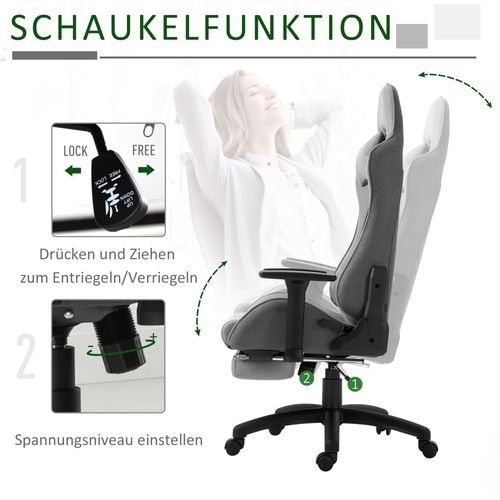 Chaise De Bureau Ergonomique, Accoudoirs Réglables, Coussins Amovibles, Gris