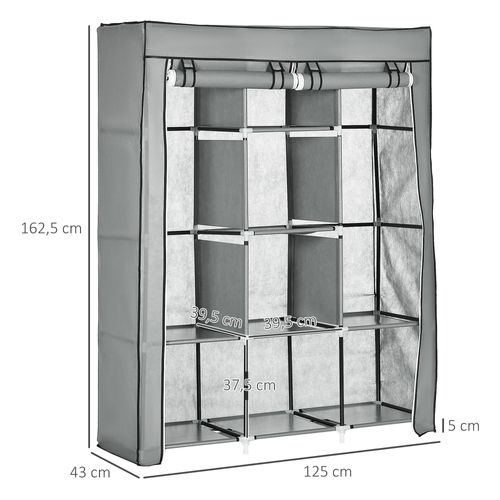 Armoire à Vêtements En Tissu Pliable, 8 Niveaux, Pour Chambre Et Hall, Gris Clair