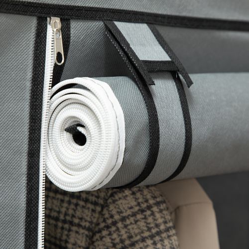 Armoire à Vêtements En Tissu Pliable, 8 Niveaux, Pour Chambre Et Hall, Gris Clair