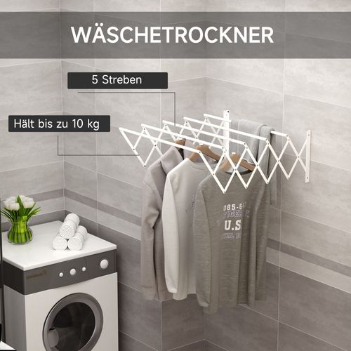 Sechoir à Linge Pliable En Métal, 57,5 Cm, Pour Intérieur Et Extérieur, Blanc