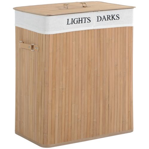 Corbeille à Linge 100l En Bambou Avec Couvercle, Sac En Toile, Idéal Pour La Collecte De Linge