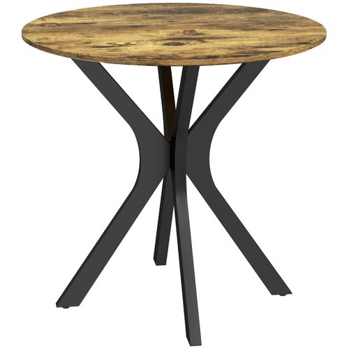 Table De Cuisine Ronde Mdf 78×75 Cm Piètement Araignée, Brun Rustique