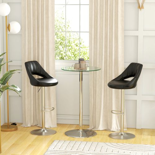 Table Bar Ronde Verre Trempé 60×60×102 Cm Design Compact, Argent