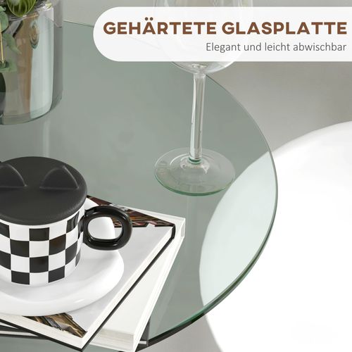Table Bar Ronde Verre Trempé 60×60×102 Cm Design Compact, Argent