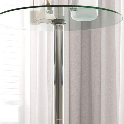 Table Bar Ronde Verre Trempé 60×60×102 Cm Design Compact, Argent