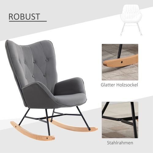 Fauteuil à Bascule Cadre Acier Tissu Effet Velours Siège Rembourré Pour Salon Moderne