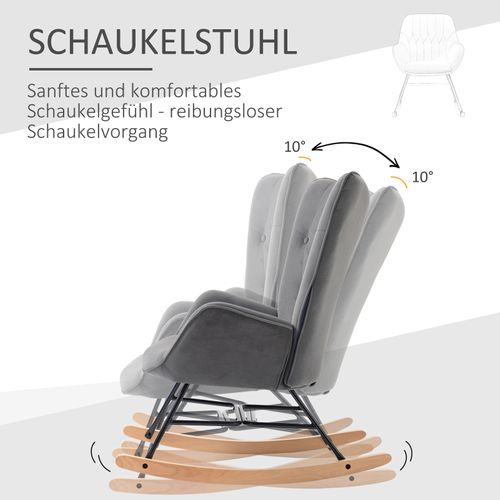 Fauteuil à Bascule Cadre Acier Tissu Effet Velours Siège Rembourré Pour Salon Moderne