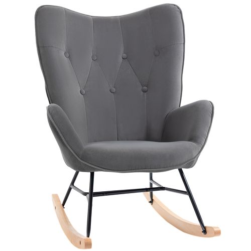 Fauteuil à Bascule Cadre Acier Tissu Effet Velours Siège Rembourré Pour Salon Moderne
