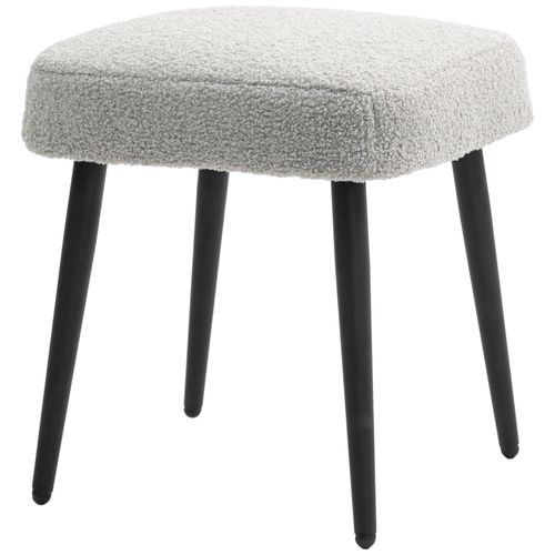 Pouf Piédestal Carré En Effet Cachemire Avec Pieds En Acier, Pour Salon Et Chambre, Gris Clair