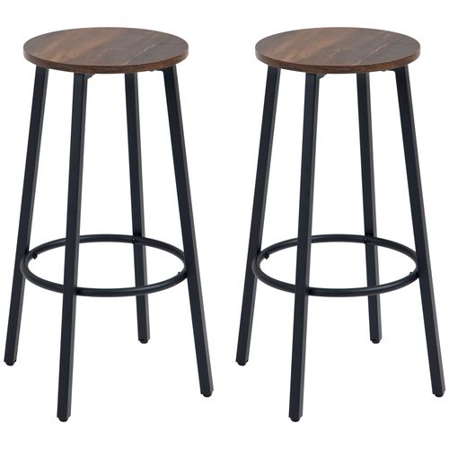 Set De 2 Tabourets De Bar Industriels, Cadre En Métal, Pour Salle à Manger, Marron