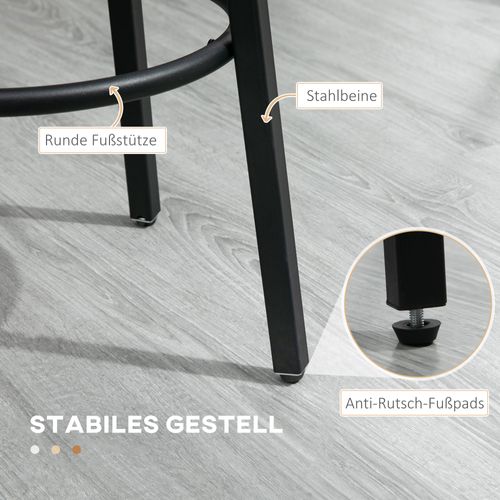 Set De 2 Tabourets De Bar Industriels, Cadre En Métal, Pour Salle à Manger, Marron