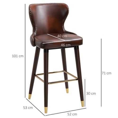 Tabourets De Bar Pu Et Métal 2 Pièces Dossier Et Repose-pied,  Brun