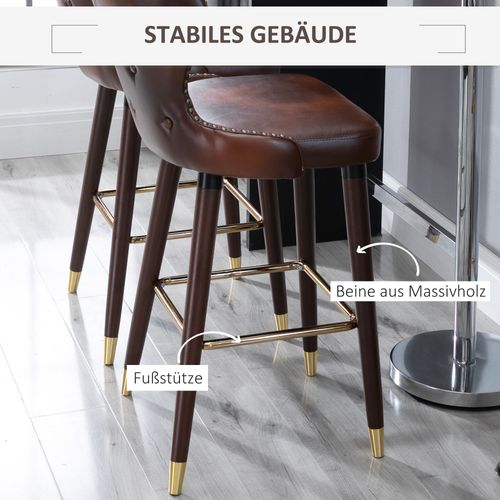 Tabourets De Bar Pu Et Métal 2 Pièces Dossier Et Repose-pied,  Brun