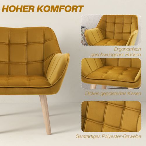 Fauteuil Relax En Velours Polyester, Scandinave, Jambes Surélevées, Jaune