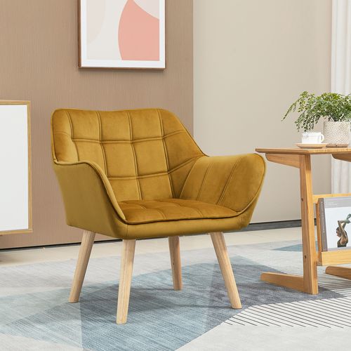 Fauteuil Relax En Velours Polyester, Scandinave, Jambes Surélevées, Jaune
