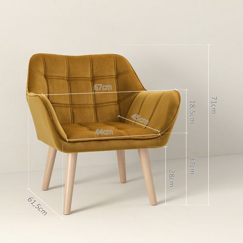 Fauteuil Relax En Velours Polyester, Scandinave, Jambes Surélevées, Jaune