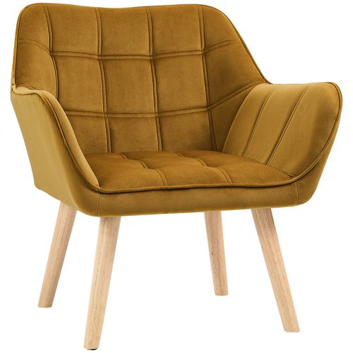 Fauteuil Relax En Velours Polyester, Scandinave, Jambes Surélevées, Jaune