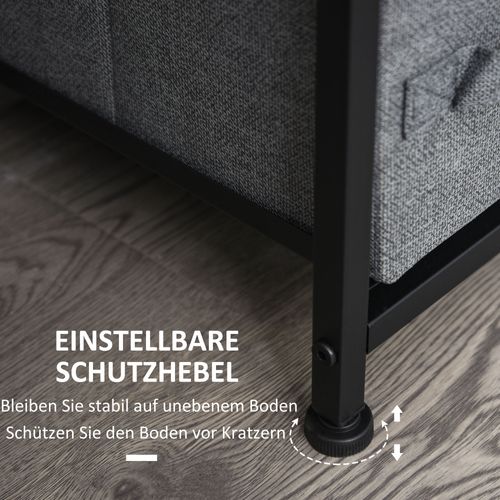 Meuble De Rangement D'appoint En Métal Avec 7 Tiroirs En Tissu Pliables, Effet Bois, Gris