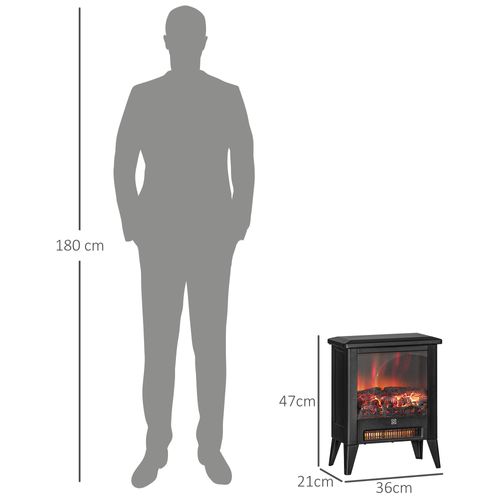 Cheminée Électrique En Métal Avec Chauffage, Effet Flammes LED, Protection Contre La Surchauffe,noir