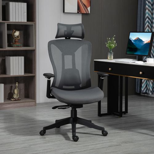 Chaise De Bureau En Maille, Fonction Allonge, Ergonomique Et Relaxante, Gris