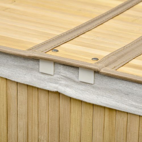 Panier à Linge En Bambou Naturel, Organisateur De Linge Amovible à 2 Sections